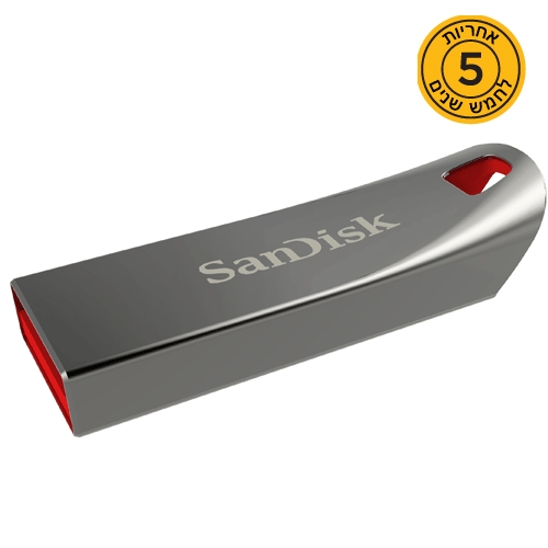 זיכרון נייד SanDisk עם אחריות ל- 5 שנים נפח 64G