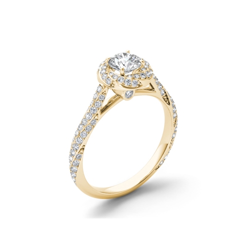 טבעת אירוסין מעוצבת זהב 14K משובצת יהלומים