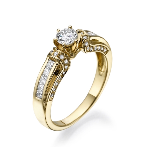 טבעת אירוסין זהב 14K משובצת יהלומים