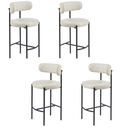 4 כיסאות בר מבד רחיץ עם רגלי מתכת טומי בר LEONARDO