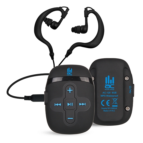 נגן mp3 ורדיו FM לשחייה עמיד במים 100% עם אוזניות