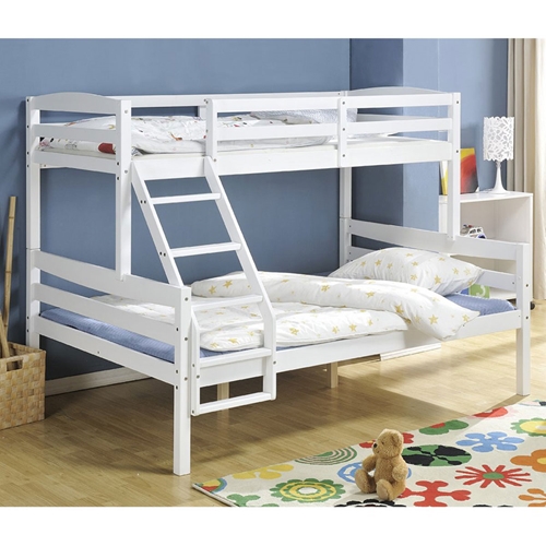 מיטת קומתיים מעץ אורן מלא דגם CRISTALL בצבע לבן