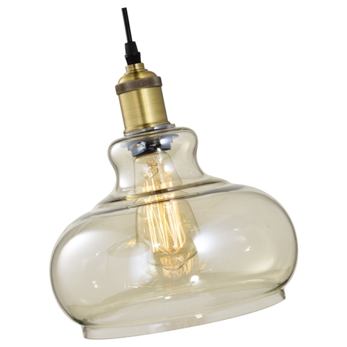 מנורת תליה פעמון המשלבת זכוכית ומתכת ביתילי
