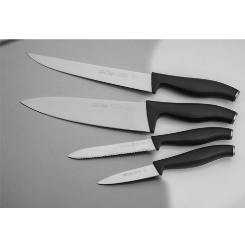 סט סכינים 4 חלקים בעלות ידית שחורה סולתם