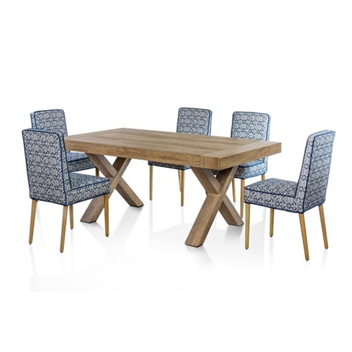 סט פינת אוכל ביתילי כולל שולחן עץ מסיבי ו- 4 כסאות