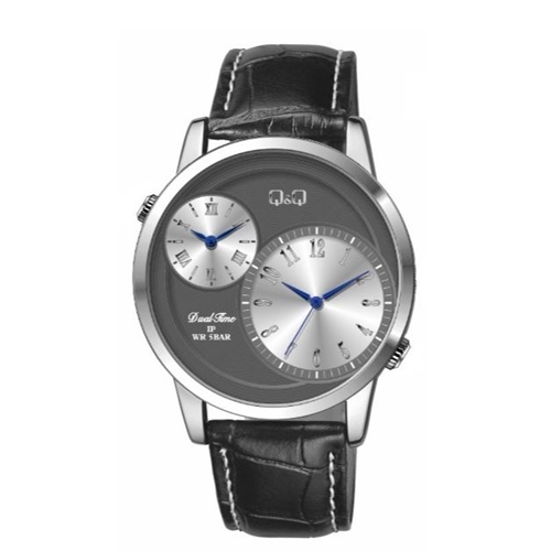 שעון יד אנלוגי עם 2 אזורי זמן לגבר מבית Q&amp;Q
