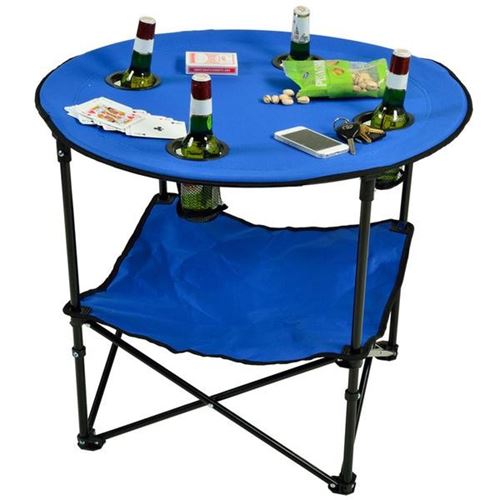 שולחן קמפינג מתקפל עם מקום לכוסות ושתייה