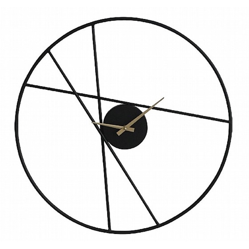 שעון קיר בעיצוב מינימליסטי עשוי מתכת בצבע שחור