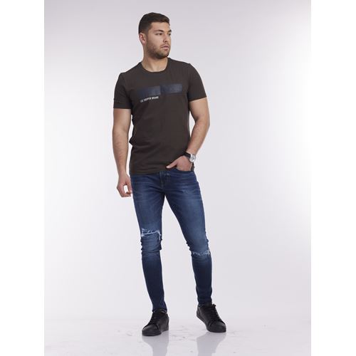 חולצה קצרה עם פס מודפס