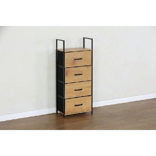 שידת אחסון צרה 4 מגירות בשילוב מתכת ועץ